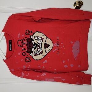 Mens Black Keys Tazmanian Devil crewneck sweatshirt red size medium